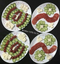 تزیین گوجه و خیار و پنیر