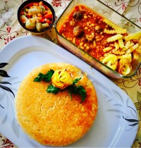 پلو قالبی خورشت قیمه با گوشت قلقلی