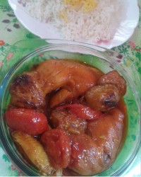 خوراک مرغ و بادمجون