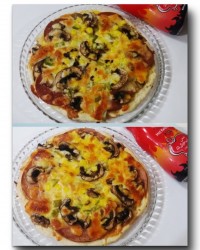 پیتزا پپرونی وقارچ خمیرش رو هم خودم درست کردم