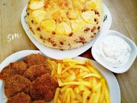 لوبیا پلو و کتلت ماهی