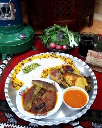 خورش کدو بادمجان با مرغ