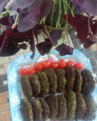 کتلت نهار ما با سبزی محلی از باغچه خونه