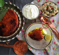 ته چین مرغ و بادمجان