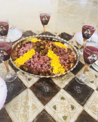 پلو آلبالو باکوفته قلقلی ومرغ