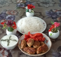 پلو با کباب تابه ای