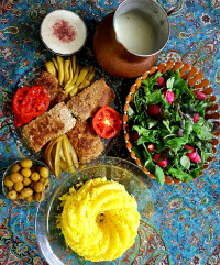 کباب تابه ای باکته زعفرانی