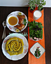 سبزی پلو قالبی بامرغ