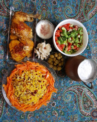 زرشک پلوبامرغ روغن جوش شده