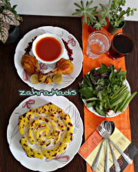 زرشک پلو قالبی مرغ مجلسی