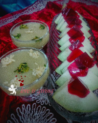 ژله در خربزه و دسر خربزه