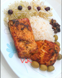 خوراک ماهی سالمون با لیموترش