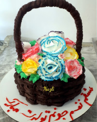 کیک سبد گل