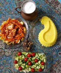 خوراک سینه مرغ (تاس کباب مرغ)وکته زعفرانی