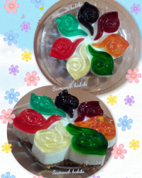 چیز کیک رنگین کمونی