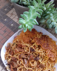 ماکارونی با سویا وقارچ جنگلی