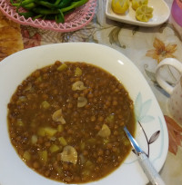خوراک عدس و قارچ