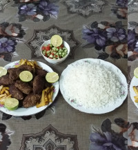 پلو با کباب تابه ای