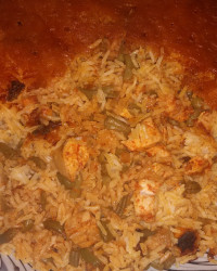 لوبیا پلو (با سینه مرغ)
