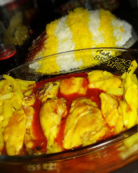 چلو مرغ زعفرونی