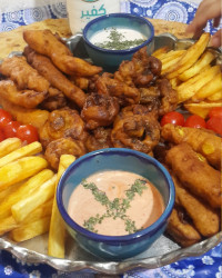 جوجه چینی با قارچ و سیب سوخاری