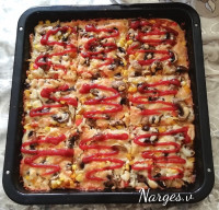 پیتزامرغ و قارچ پرملات