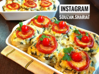 پاستا آشیانه مرغ و قارچ و اسفناج