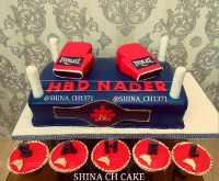 «کیک طرح رینگ بوکس وکاپ کیکهای شکلاتی فوندانتی