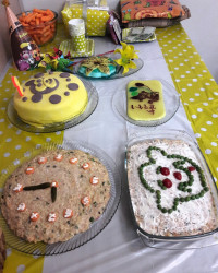 سالادالویه.ژله تصویری .ژله لیلیوم .کیک شیفون بافیلینگ خامه وموزوگردو