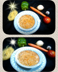 سوپ بلغور گندم باسبزیجات باآب مرغ