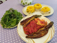 خورشت گوجه بادمجون با مرغ