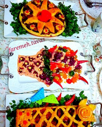 سالاد وتارت قارچ و گوشت