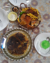 شوید پلو وماهی سوخاری