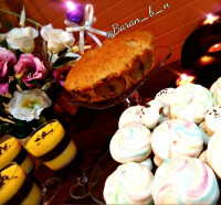 میزسالگرد ازدواج-کیک سیب،مرنگ،کرم لیوانی