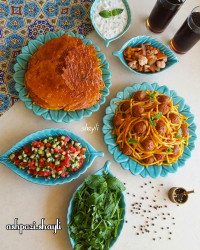 اسپاگتی با کوفته قلقلی پنیری