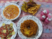 لوبیا پلو بامرغ وسالاد