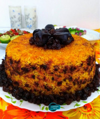 عدس پلو با مرغ