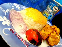 جوجه کباب و برنج زعفرانی