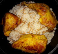 رشته پلو با مرغ زعفرانی