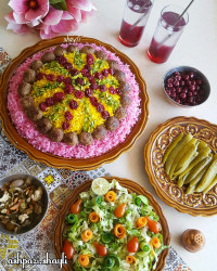 آلبالو پلو با کوفته قلقلی گیاهی
