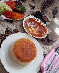 خورش قیمه وته دیگ سیب زمینی