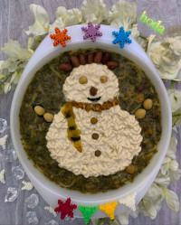 اش رشته با تزیین ادم برفی