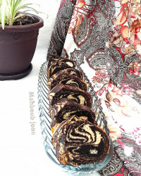 کیک زبرا با شکلات تخته ای