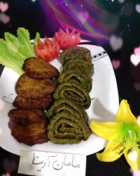 رول کوکوسبزی و برگر خونگی