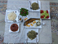 سبزی پلو با ماهی سفید و خورش قیمه