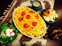 پلو دمی گوجه