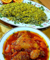 باقالی پلو مرغ
