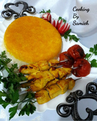 کته زعفرانی با مخلفات