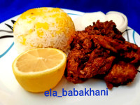 جوجه فسنجونی با برنج زعفرانی