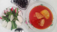 آبگوشت لپه با مرغ.
